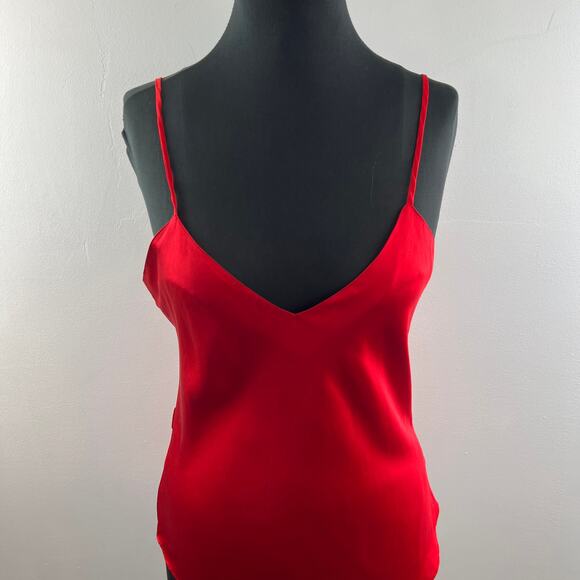 Vintage TREESHA Vibrant Red Silk BodySuit Womens Classic Teddi Tank L Large NEW - Picture 3 of 11